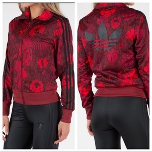 adidas red floral jacket